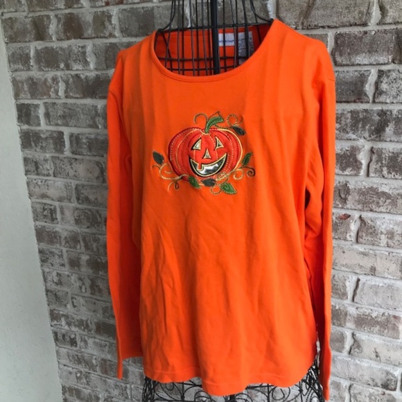 White Stag Tops - Halloween Pullover Top Jack O Lantern White Stag